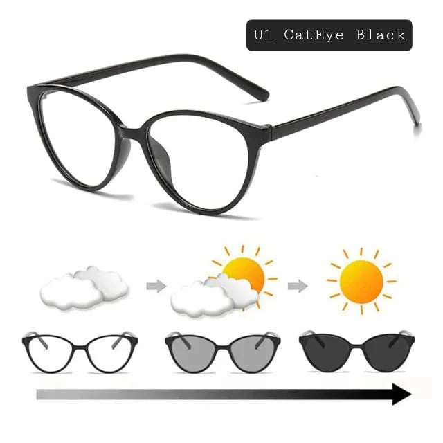 Photochromic +Anti Blue Light Glasses (U1 Cat Eye)