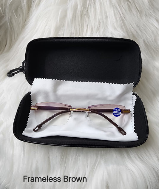Reading Glasses with Blue rays/Antiradiation Frameless Brown
