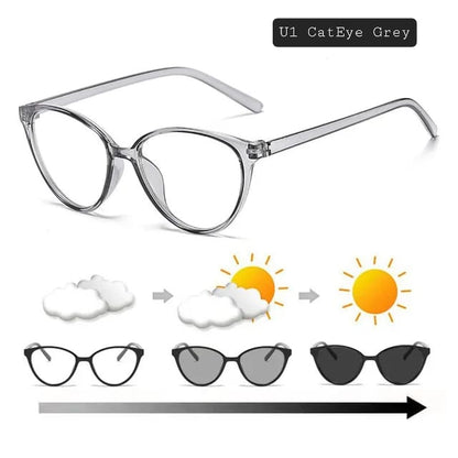 Photochromic +Anti Blue Light Glasses (U1 Cat Eye)